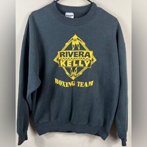 Rivera Kelly Productions Boxing Team Black Crewneck Sweatshirt Sz Lrg Vtg